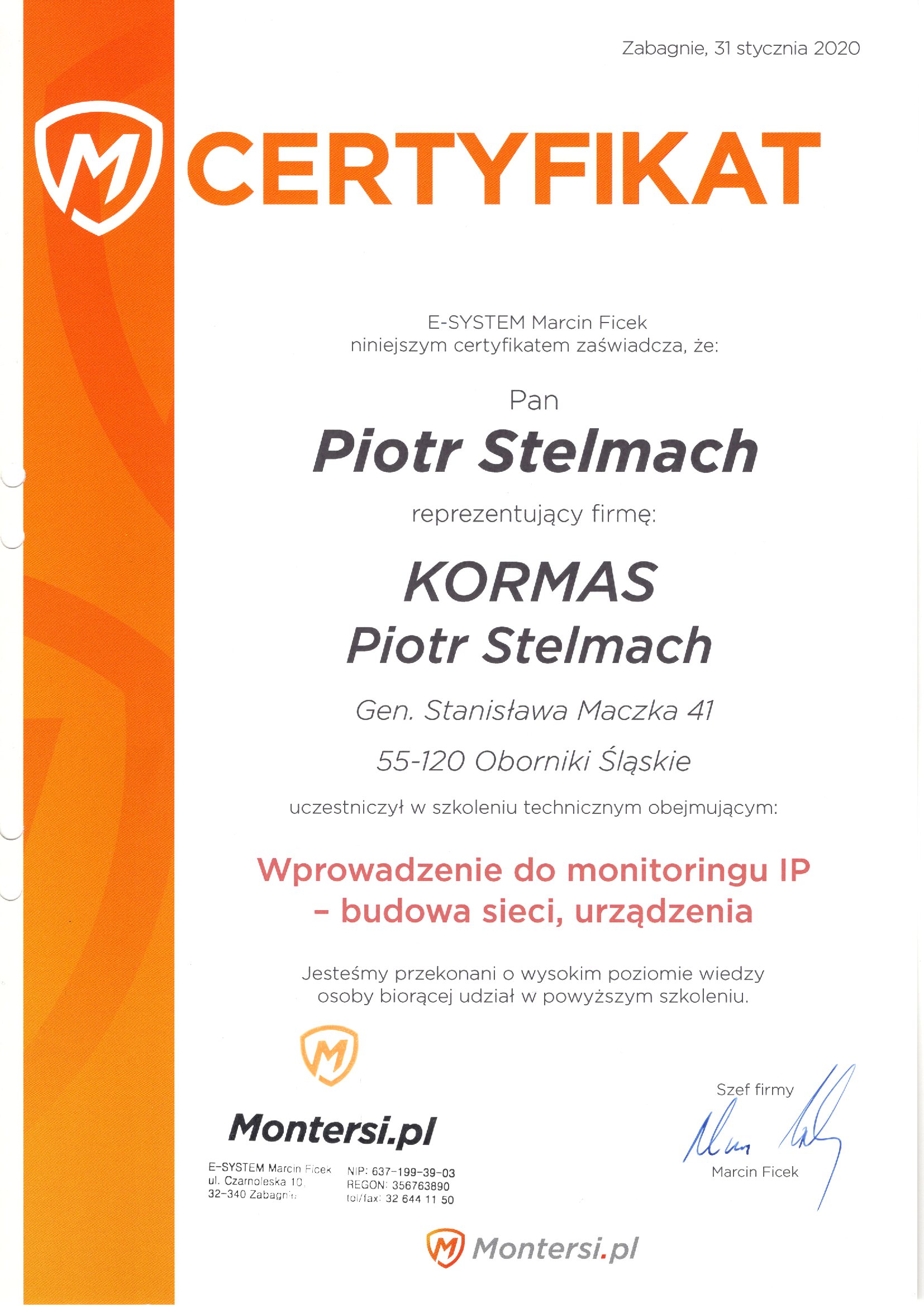 Szkolenie techniczne: Monitoring IP, 31.01.2020